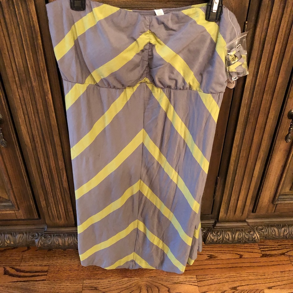 FUN DRESS-gray and green striped w/ removable bra!